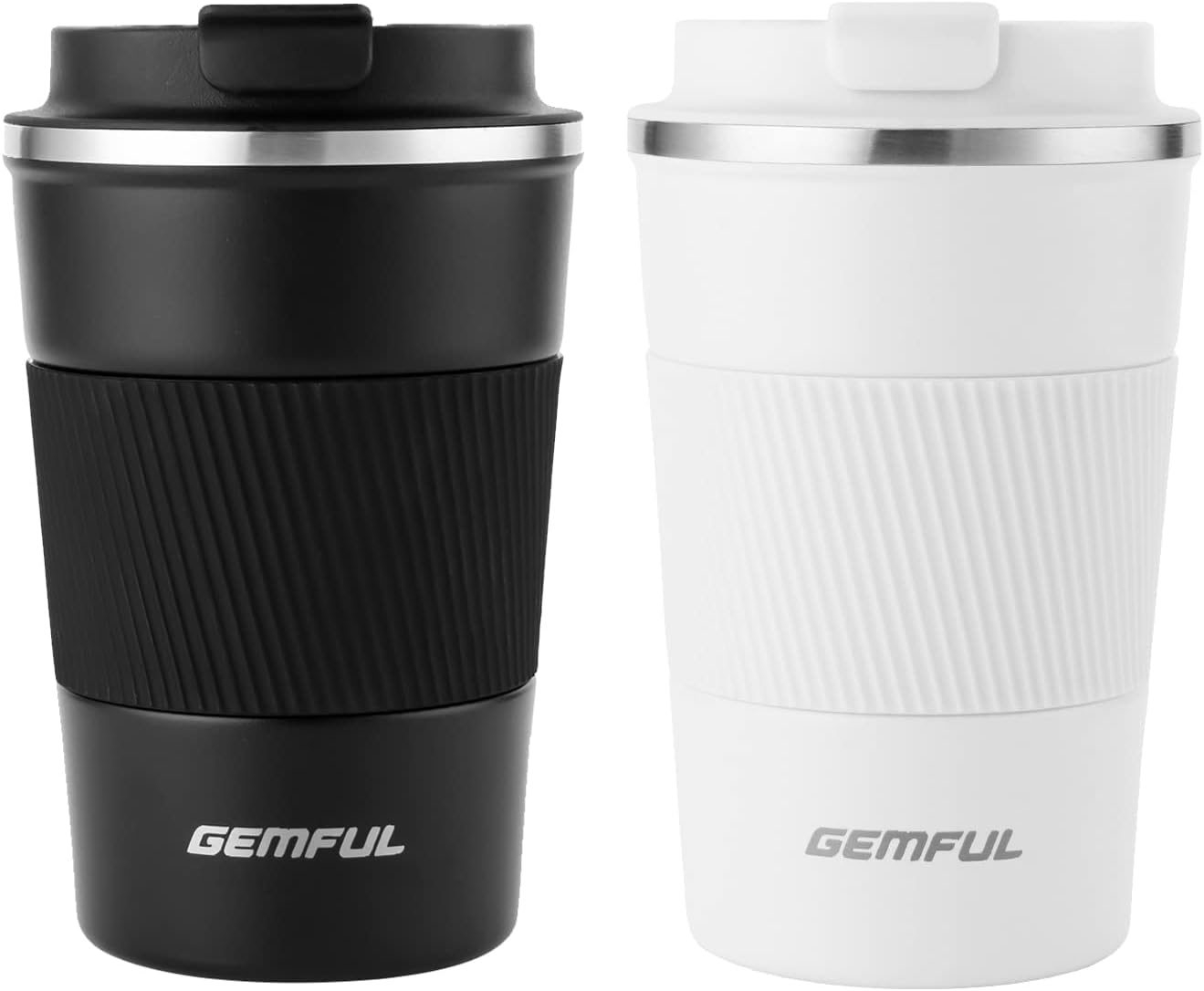 GEMFUL 13oz To Go Coffee Mug, Stainless Steel Insulated Tumbler (Black) | Vacuum-insulated Mug for Daily Commute, Durable Stainless Steel, Spill-proof Lid, BPA-free, Leak-proof, Keep Hot/Cold