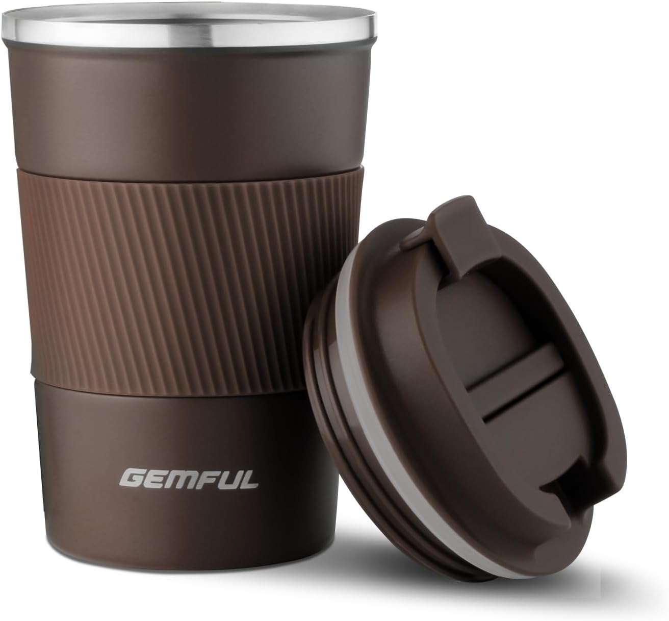 GEMFUL 13oz To Go Coffee Mug, Stainless Steel Insulated Tumbler (Black) | Vacuum-insulated Mug for Daily Commute, Durable Stainless Steel, Spill-proof Lid, BPA-free, Leak-proof, Keep Hot/Cold
