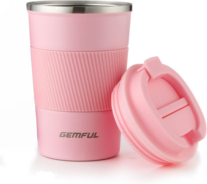 GEMFUL 13oz To Go Coffee Mug, Stainless Steel Insulated Tumbler (Black) | Vacuum-insulated Mug for Daily Commute, Durable Stainless Steel, Spill-proof Lid, BPA-free, Leak-proof, Keep Hot/Cold