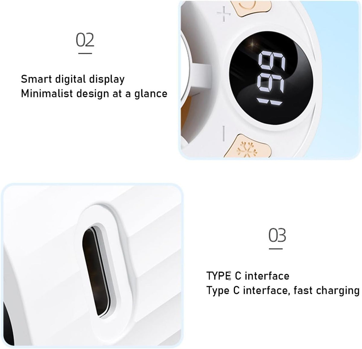 Mini Handheld Stroller Fan, Personal Portable Baby Rechargeable Turbo Fan with Flexible Octopus Tripod Semiconductor Cooling for Home Office Car