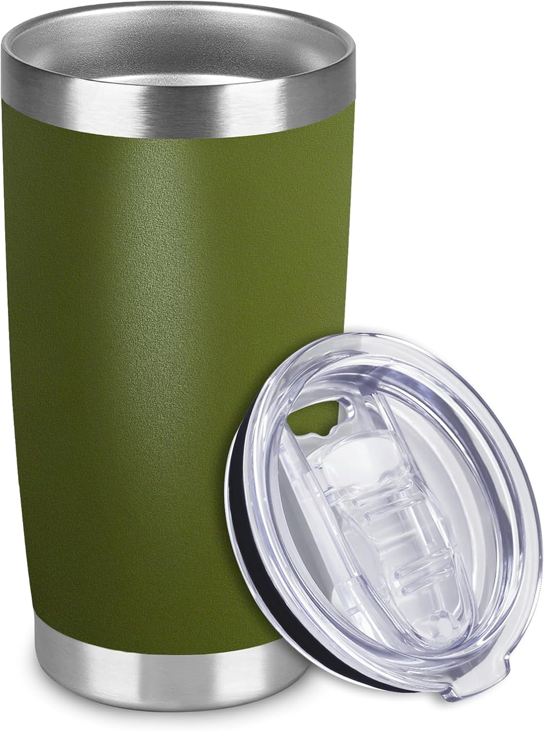 1 Pack 20oz Stainless Steel Tumbler with Lids, Durable Powder Coated Insulated Cup for Hot & Cold Drinks, Home Office Outdoor Gift Use (Black)