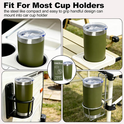 1 Pack 20oz Stainless Steel Tumbler with Lids, Durable Powder Coated Insulated Cup for Hot & Cold Drinks, Home Office Outdoor Gift Use (Black)