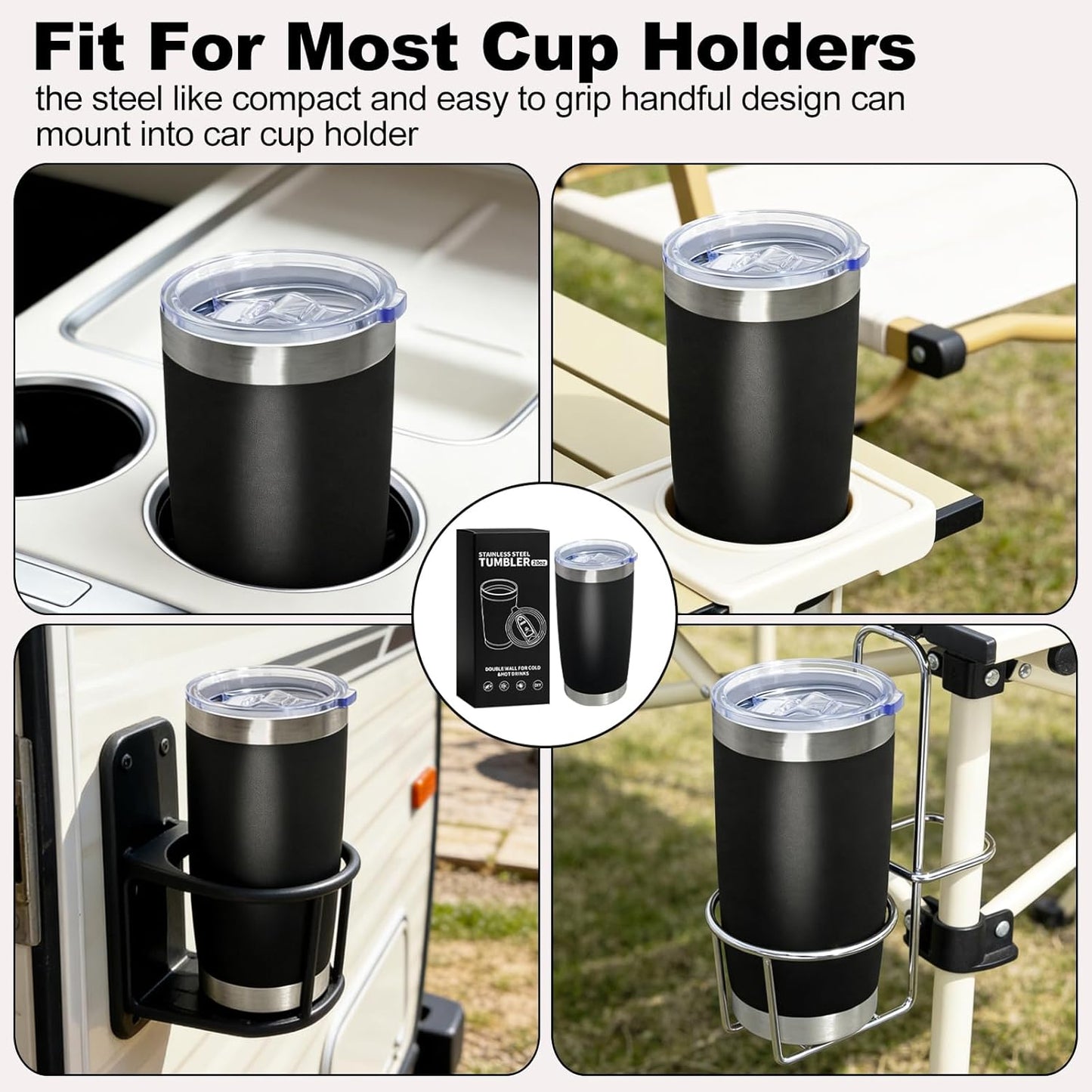1 Pack 20oz Stainless Steel Tumbler with Lids, Durable Powder Coated Insulated Cup for Hot & Cold Drinks, Home Office Outdoor Gift Use (Black)