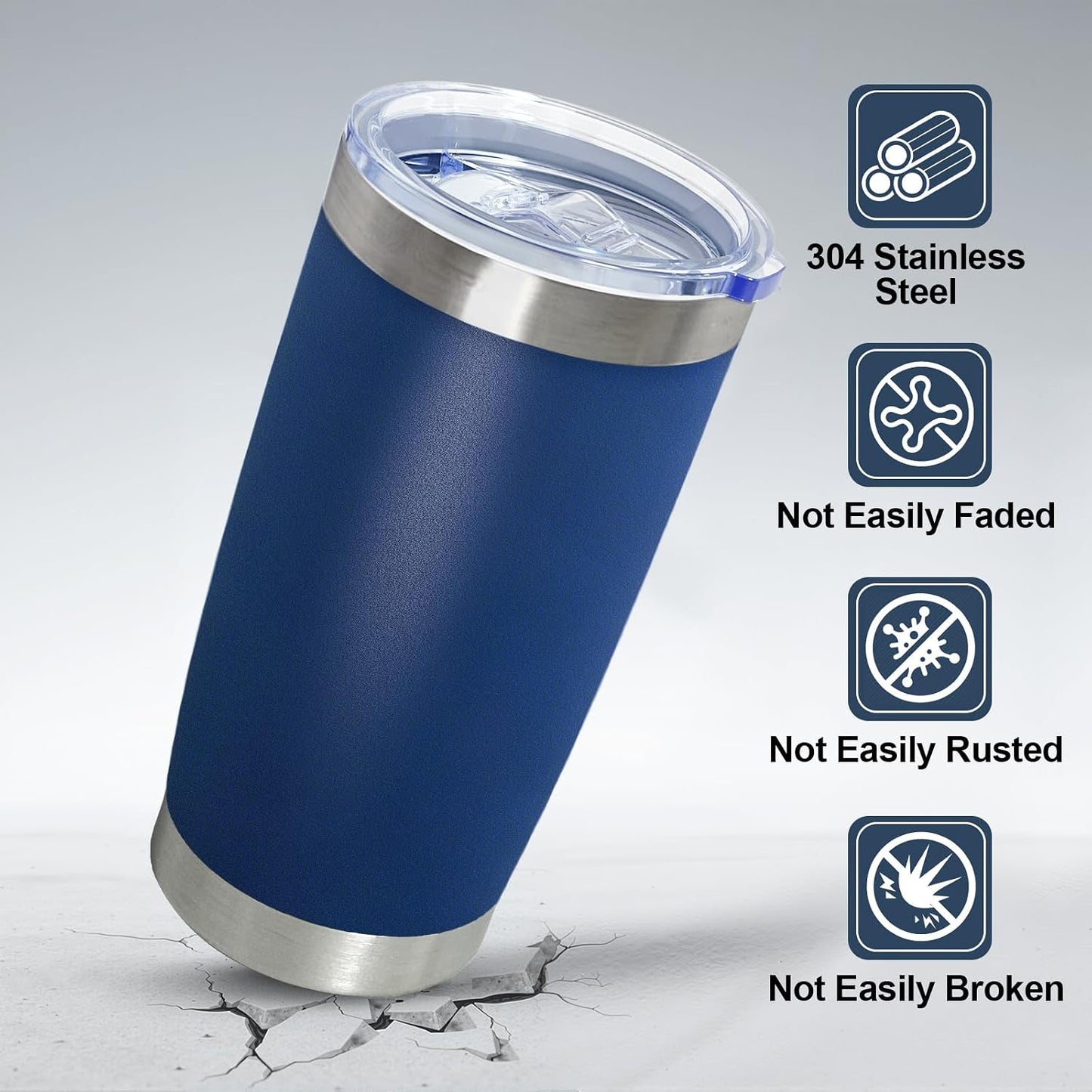 1 Pack 20oz Stainless Steel Tumbler with Lids, Durable Powder Coated Insulated Cup for Hot & Cold Drinks, Home Office Outdoor Gift Use (Black)