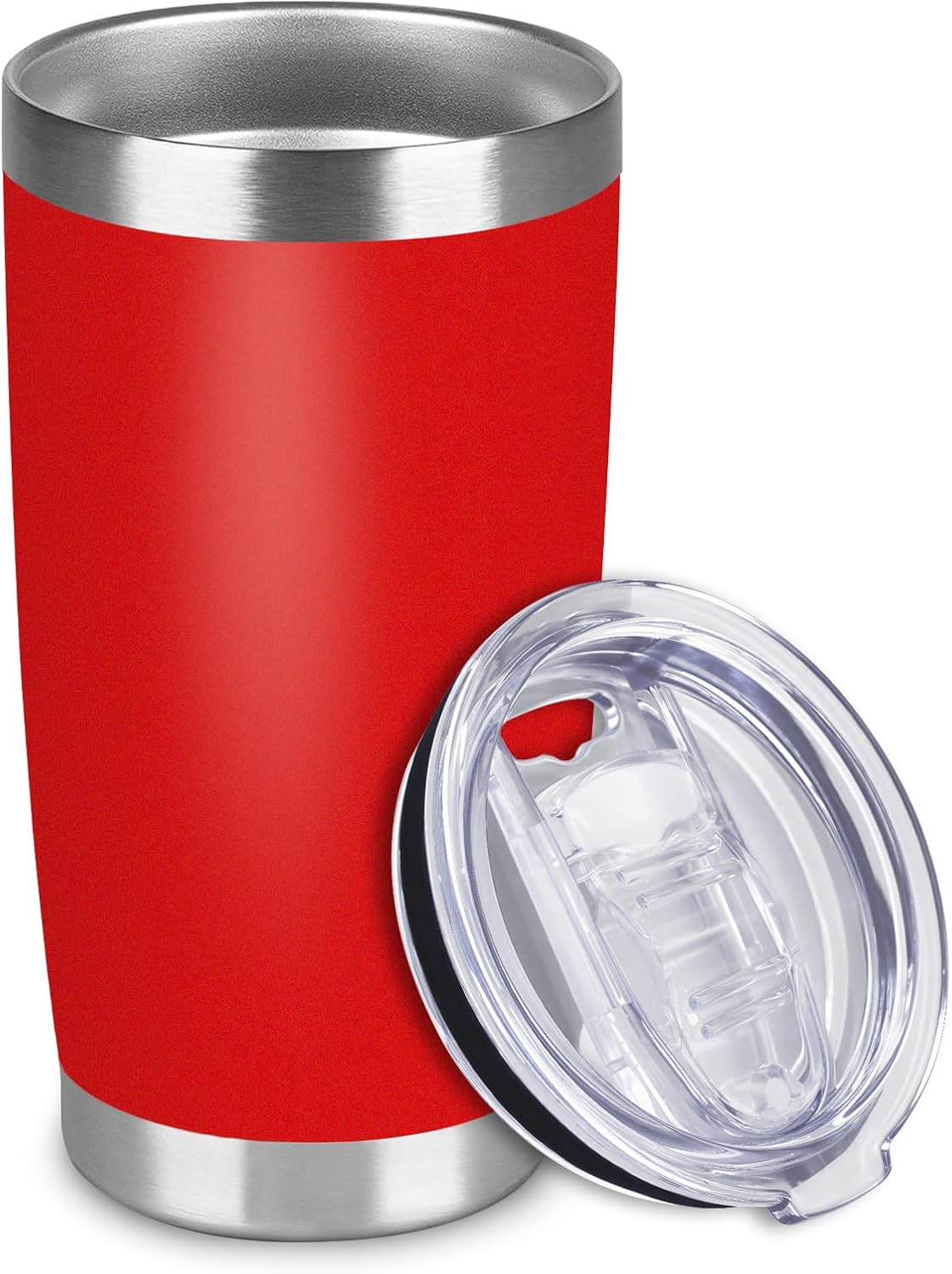 1 Pack 20oz Stainless Steel Tumbler with Lids, Durable Powder Coated Insulated Cup for Hot & Cold Drinks, Home Office Outdoor Gift Use (Black)