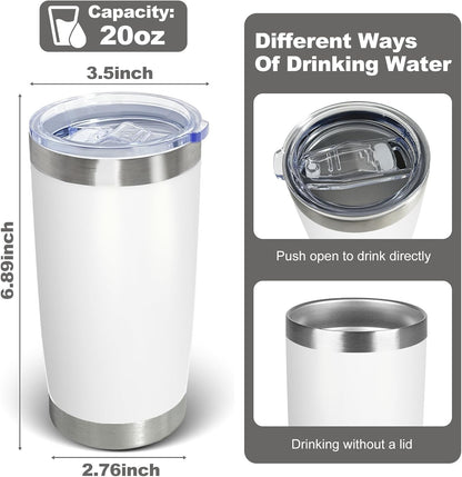 1 Pack 20oz Stainless Steel Tumbler with Lids, Durable Powder Coated Insulated Cup for Hot & Cold Drinks, Home Office Outdoor Gift Use (Black)