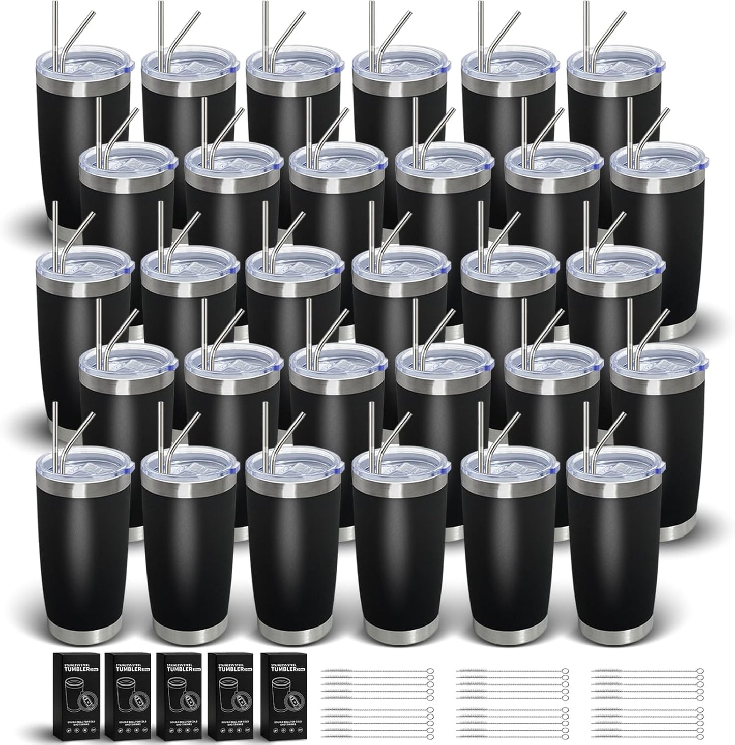 1 Pack 20oz Stainless Steel Tumbler with Lids, Durable Powder Coated Insulated Cup for Hot & Cold Drinks, Home Office Outdoor Gift Use (Black)