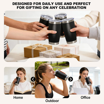 1 Pack 20oz Stainless Steel Tumbler with Lids, Durable Powder Coated Insulated Cup for Hot & Cold Drinks, Home Office Outdoor Gift Use (Black)