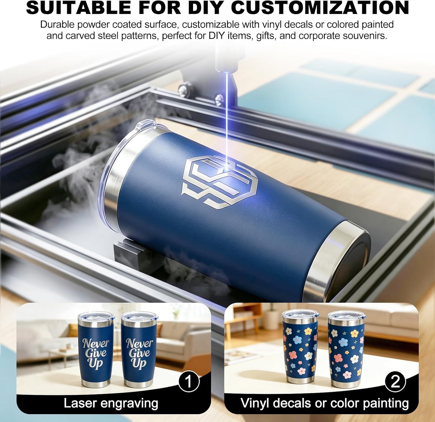 1 Pack 20oz Stainless Steel Tumbler with Lids, Durable Powder Coated Insulated Cup for Hot & Cold Drinks, Home Office Outdoor Gift Use (Black)