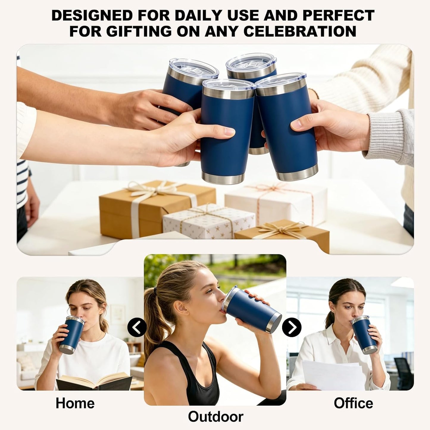 1 Pack 20oz Stainless Steel Tumbler with Lids, Durable Powder Coated Insulated Cup for Hot & Cold Drinks, Home Office Outdoor Gift Use (Black)