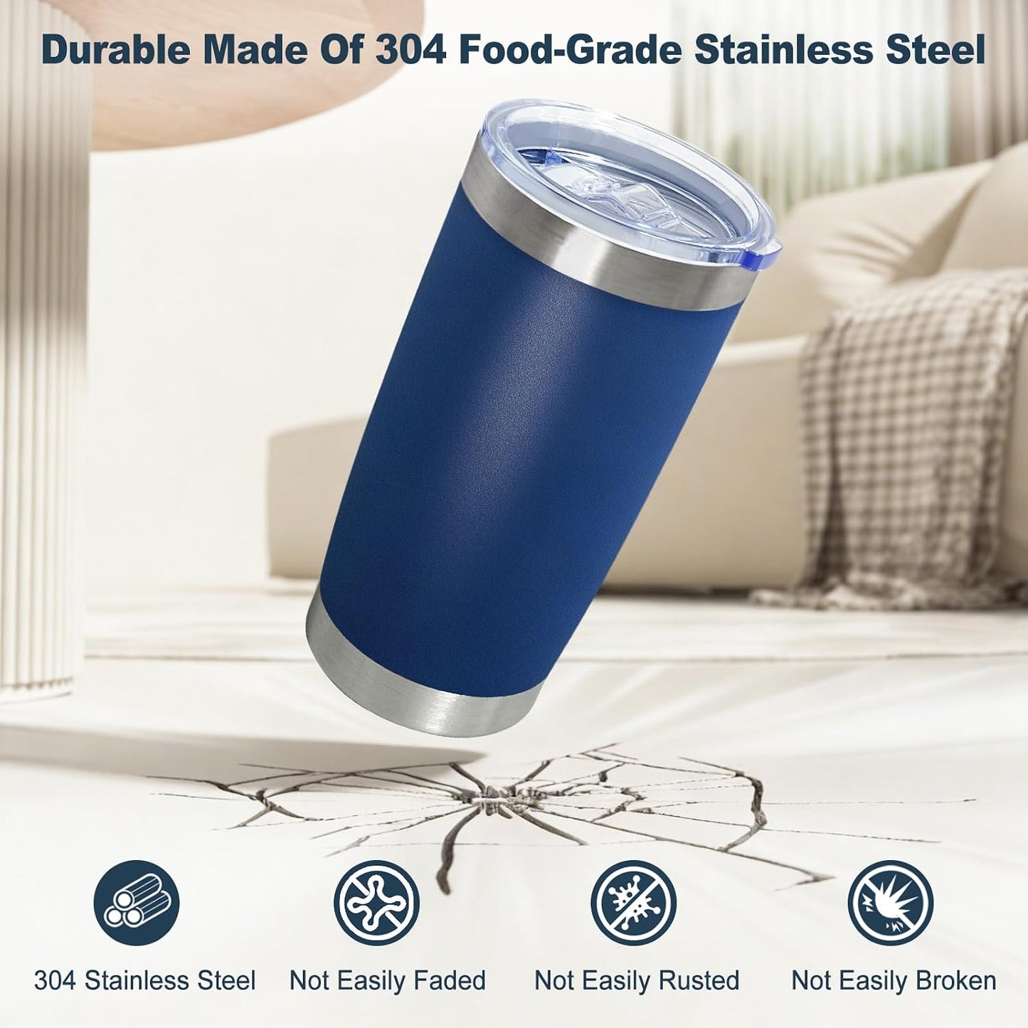 1 Pack 20oz Stainless Steel Tumbler with Lids, Durable Powder Coated Insulated Cup for Hot & Cold Drinks, Home Office Outdoor Gift Use (Black)