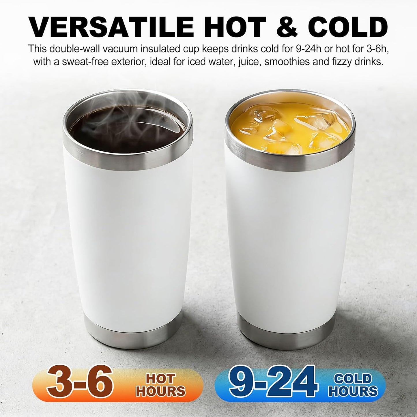 1 Pack 20oz Stainless Steel Tumbler with Lids, Durable Powder Coated Insulated Cup for Hot & Cold Drinks, Home Office Outdoor Gift Use (Black)