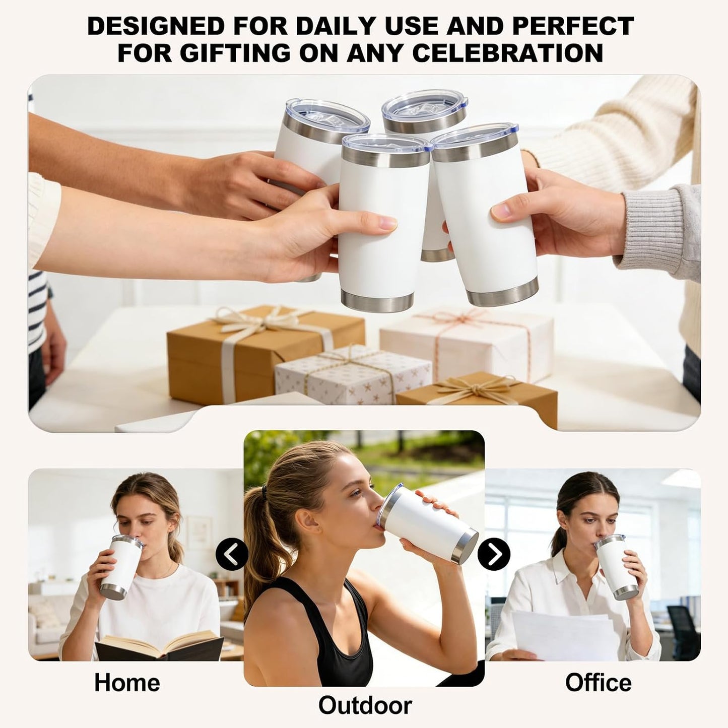 1 Pack 20oz Stainless Steel Tumbler with Lids, Durable Powder Coated Insulated Cup for Hot & Cold Drinks, Home Office Outdoor Gift Use (Black)