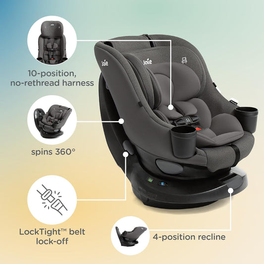 Chili Spin 360 2-in-1 Rotating Convertible Car Seat with a 360 Spin and Easy Installation - Lower Anchor Attachment or Vehicle Belt Installation (Thunder)