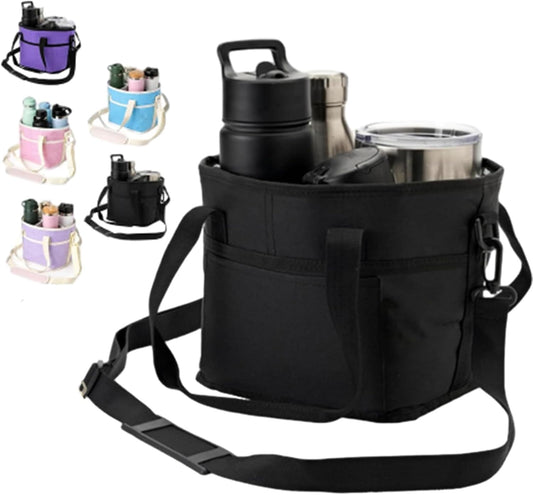 Drink Carrier, Family Size 4 Compartment Drink Bag, Insulated Leakproof Beverage Transport Bag with Divider, for Hiking, Walking, Sports, Family Outings & Daily Use