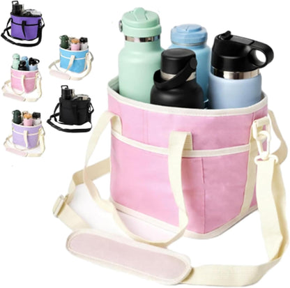Drink Carrier, Family Size 4 Compartment Drink Bag, Insulated Leakproof Beverage Transport Bag with Divider, for Hiking, Walking, Sports, Family Outings & Daily Use
