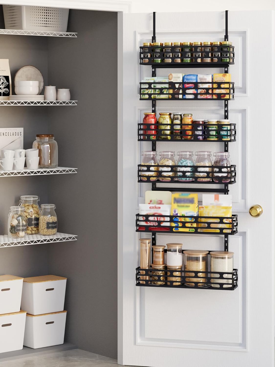 6-Tier Over Door Pantry Rack, Heavy Duty Storage Shelf for Laundry