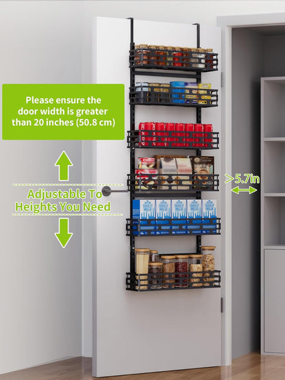 6-Tier Over Door Pantry Rack, Heavy Duty Storage Shelf for Laundry