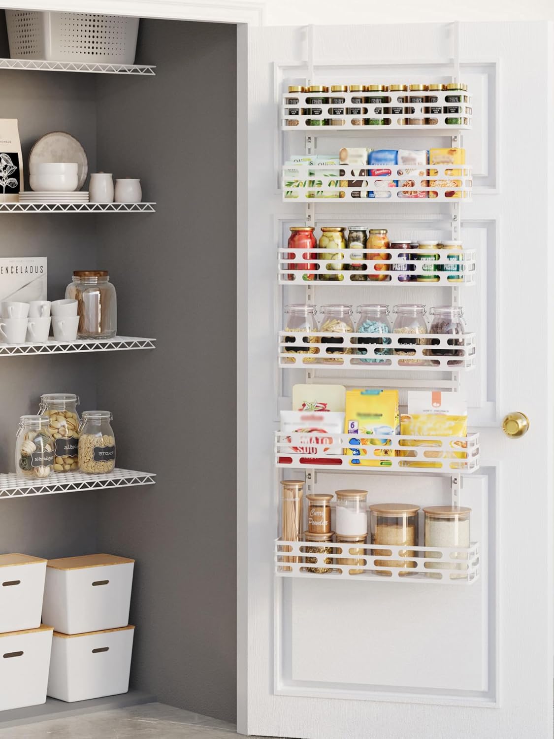 6-Tier Over Door Pantry Rack, Heavy Duty Storage Shelf for Laundry