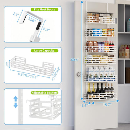 6-Tier Over Door Pantry Rack, Heavy Duty Storage Shelf for Laundry