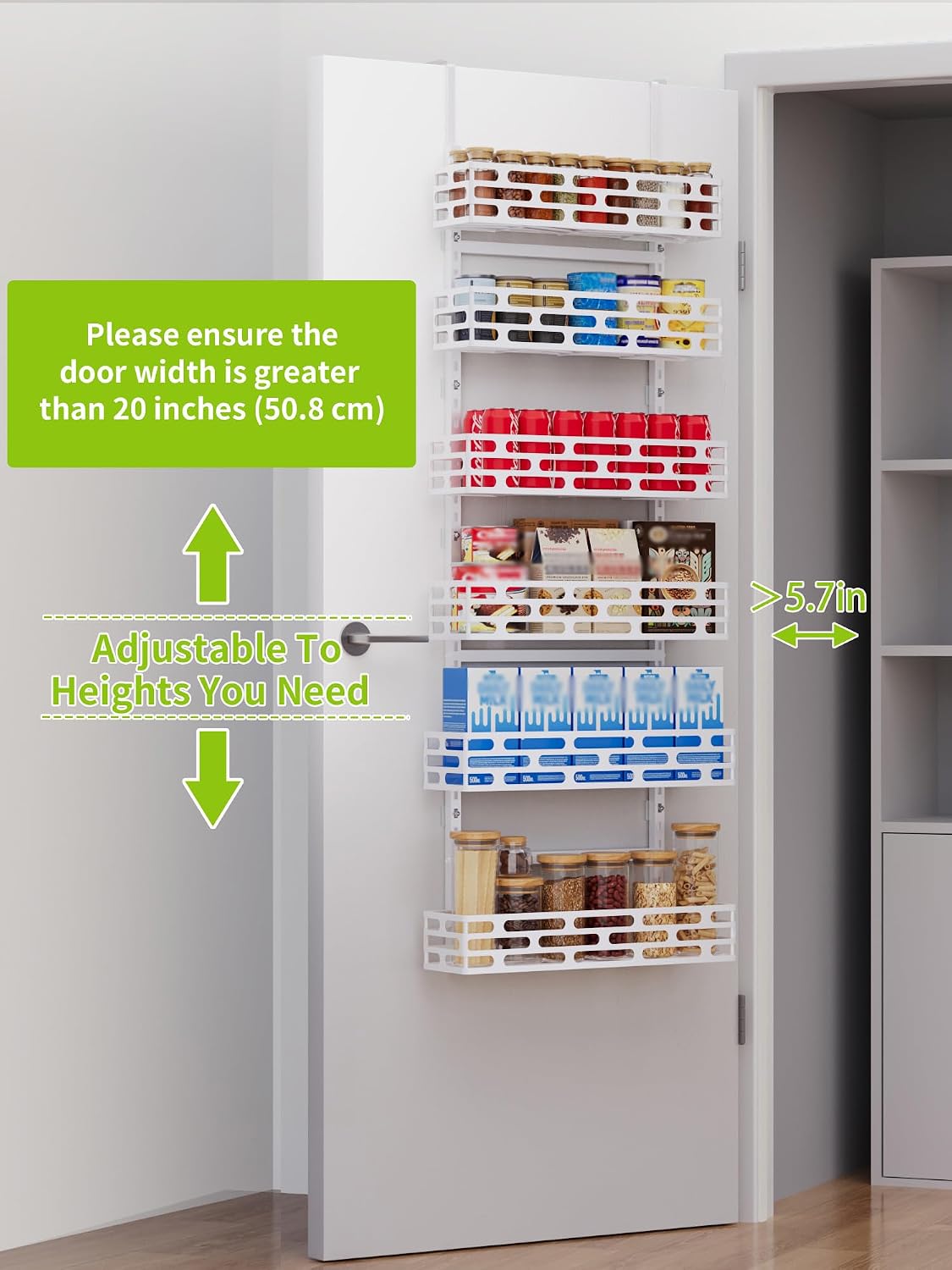 6-Tier Over Door Pantry Rack, Heavy Duty Storage Shelf for Laundry