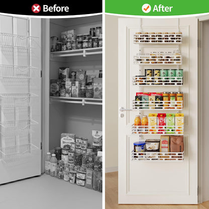 6-Tier Over Door Pantry Rack, Heavy Duty Storage Shelf for Laundry