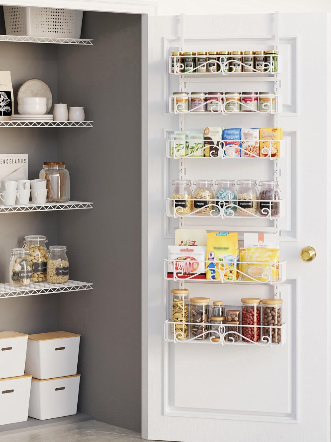 6-Tier Over Door Pantry Rack, Heavy Duty Storage Shelf for Laundry