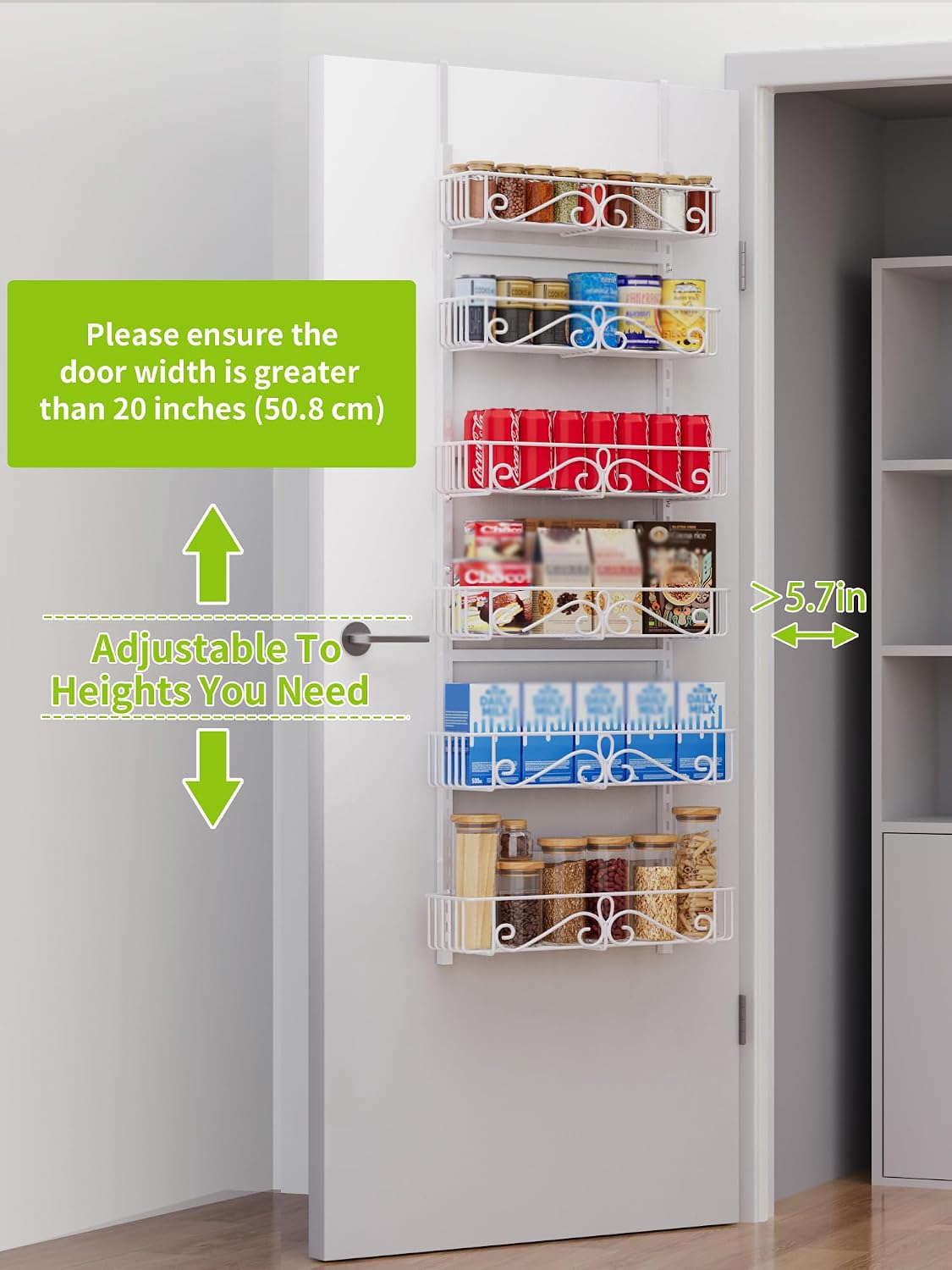 6-Tier Over Door Pantry Rack, Heavy Duty Storage Shelf for Laundry