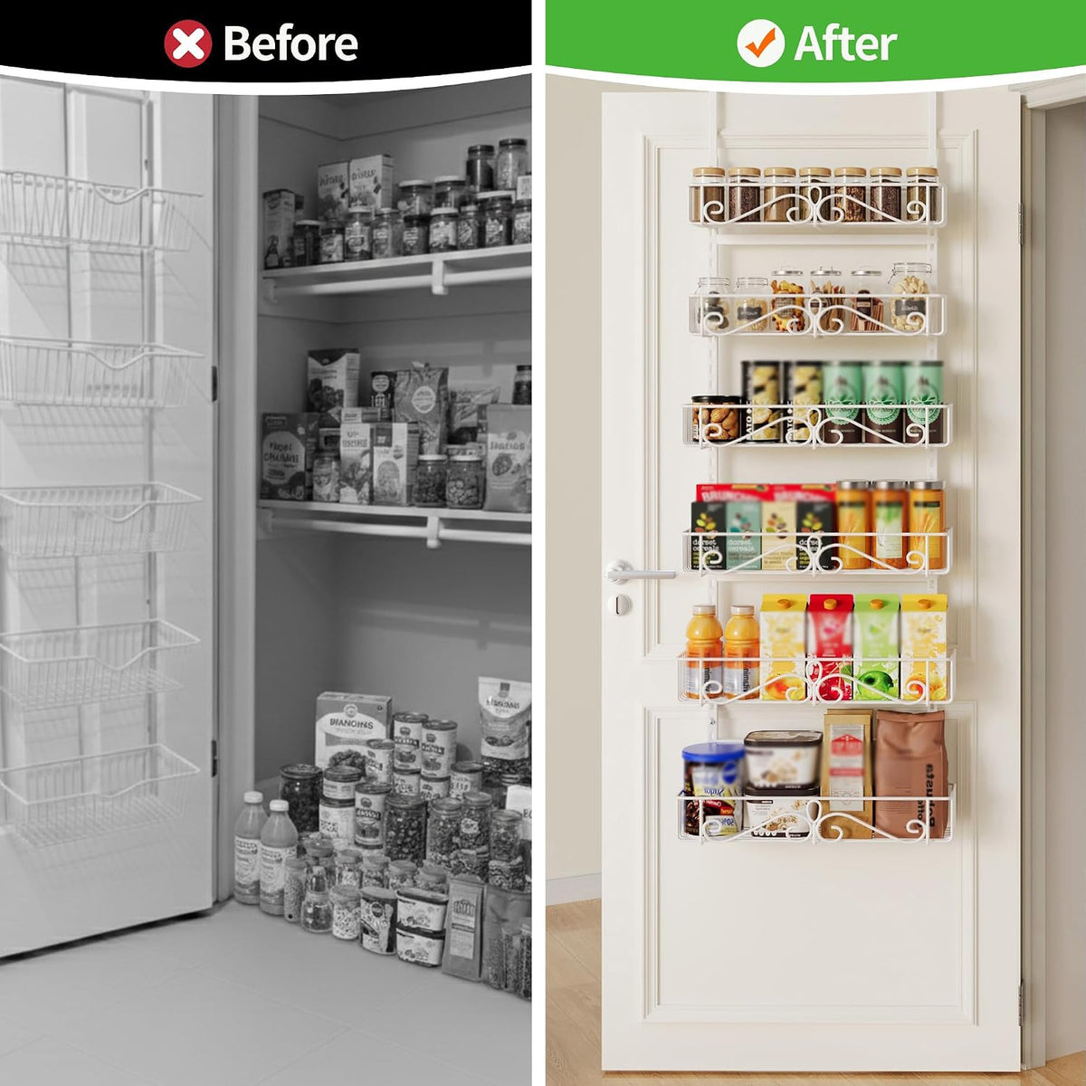6-Tier Over Door Pantry Rack, Heavy Duty Storage Shelf for Laundry