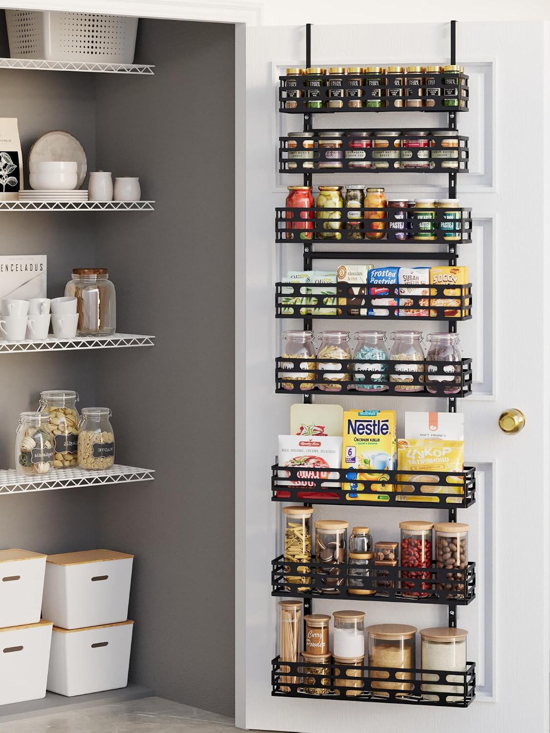 6-Tier Over Door Pantry Rack, Heavy Duty Storage Shelf for Laundry