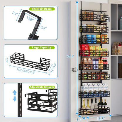 6-Tier Over Door Pantry Rack, Heavy Duty Storage Shelf for Laundry