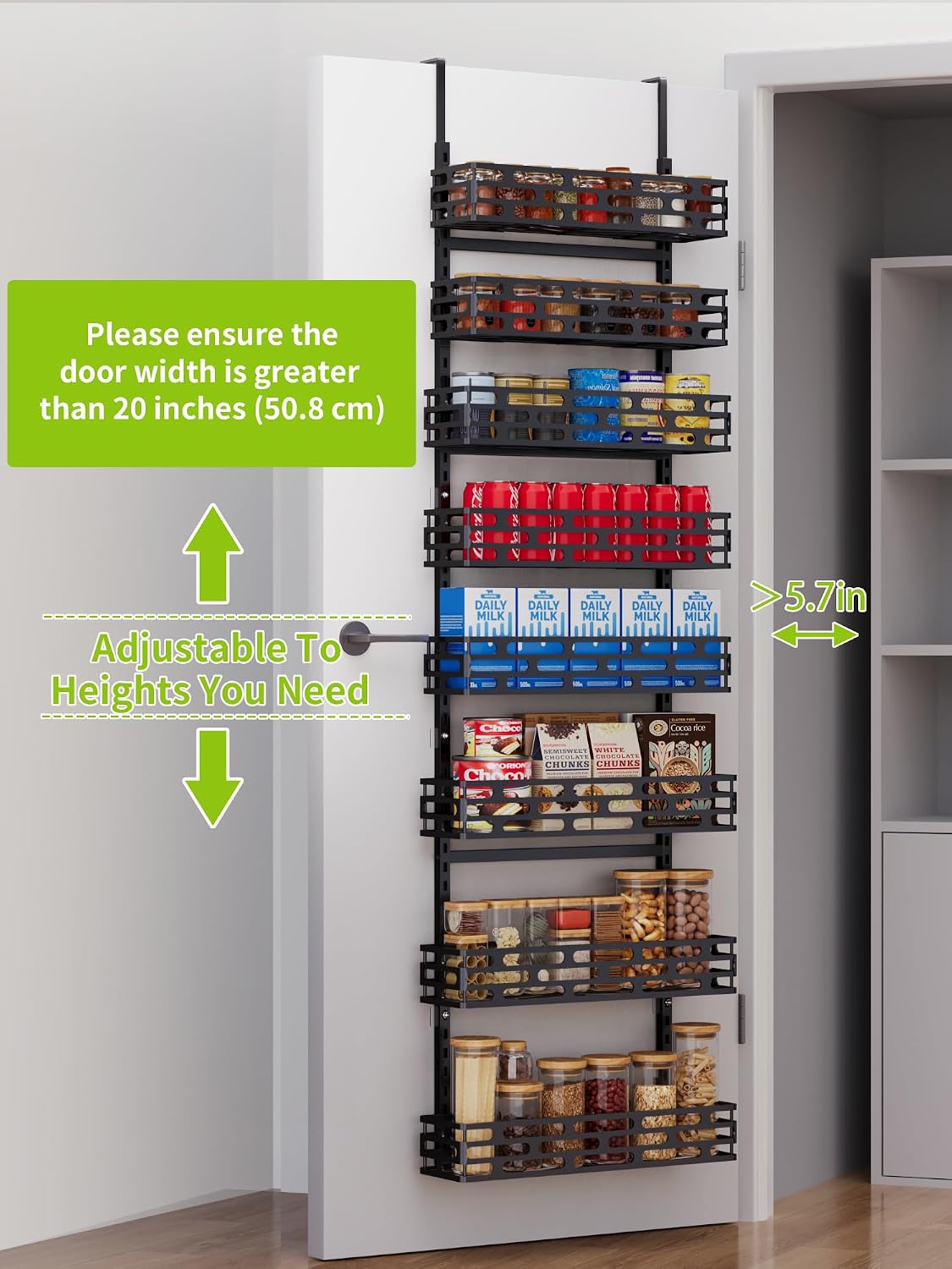 6-Tier Over Door Pantry Rack, Heavy Duty Storage Shelf for Laundry