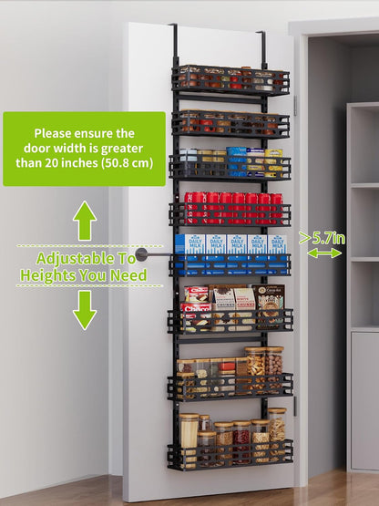 6-Tier Over Door Pantry Rack, Heavy Duty Storage Shelf for Laundry