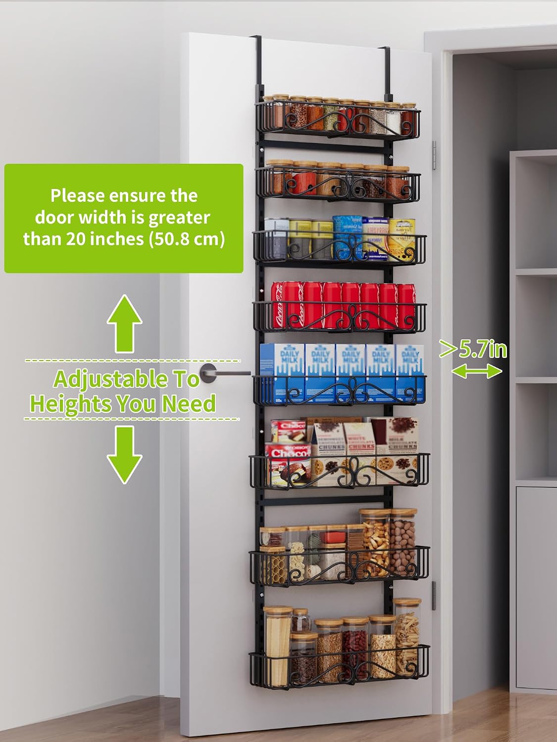 6-Tier Over Door Pantry Rack, Heavy Duty Storage Shelf for Laundry