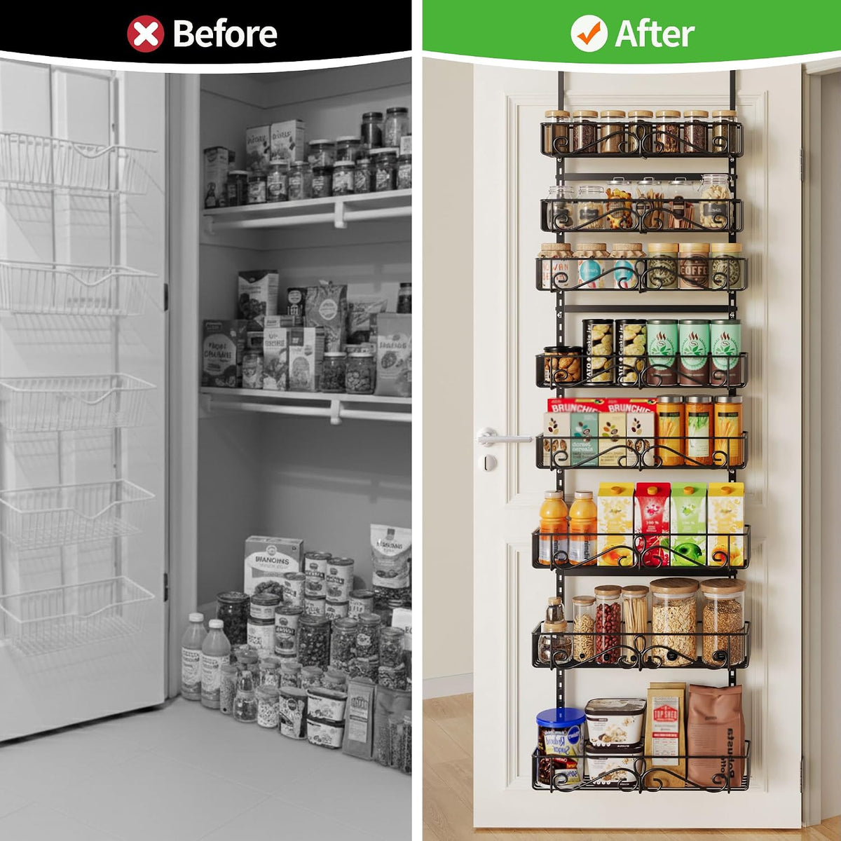 6-Tier Over Door Pantry Rack, Heavy Duty Storage Shelf for Laundry