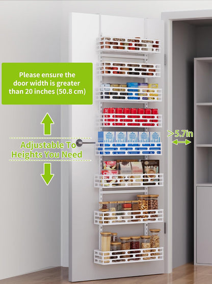 6-Tier Over Door Pantry Rack, Heavy Duty Storage Shelf for Laundry
