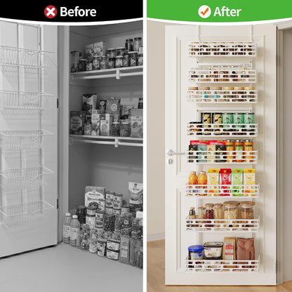 6-Tier Over Door Pantry Rack, Heavy Duty Storage Shelf for Laundry