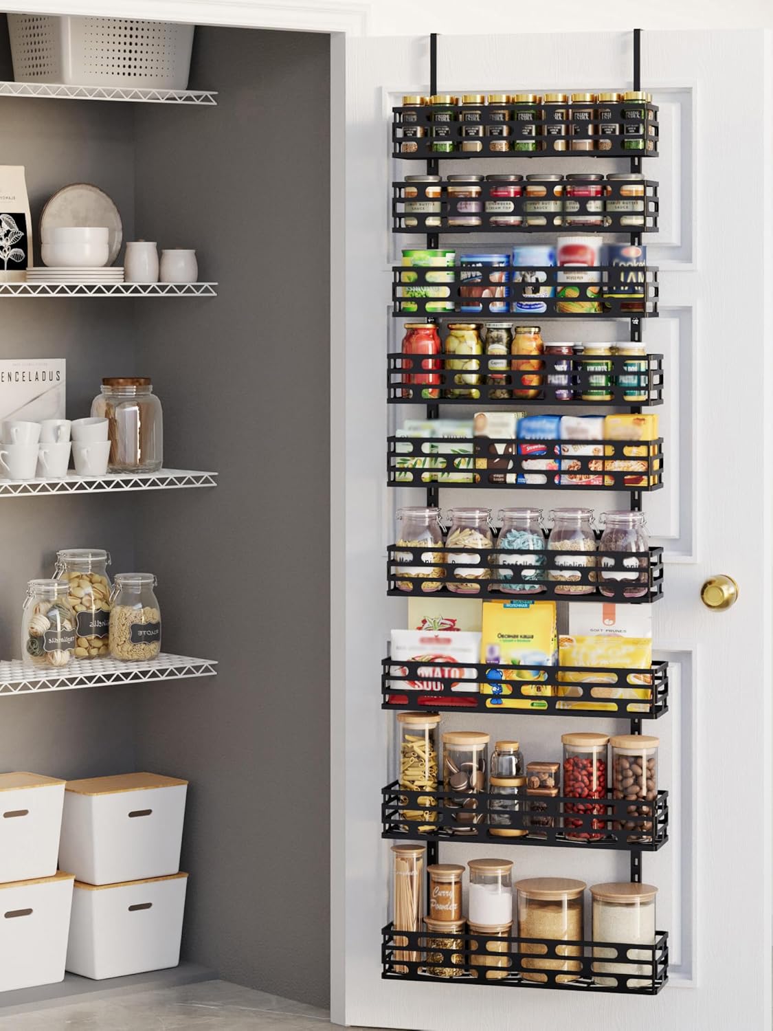 6-Tier Over Door Pantry Rack, Heavy Duty Storage Shelf for Laundry