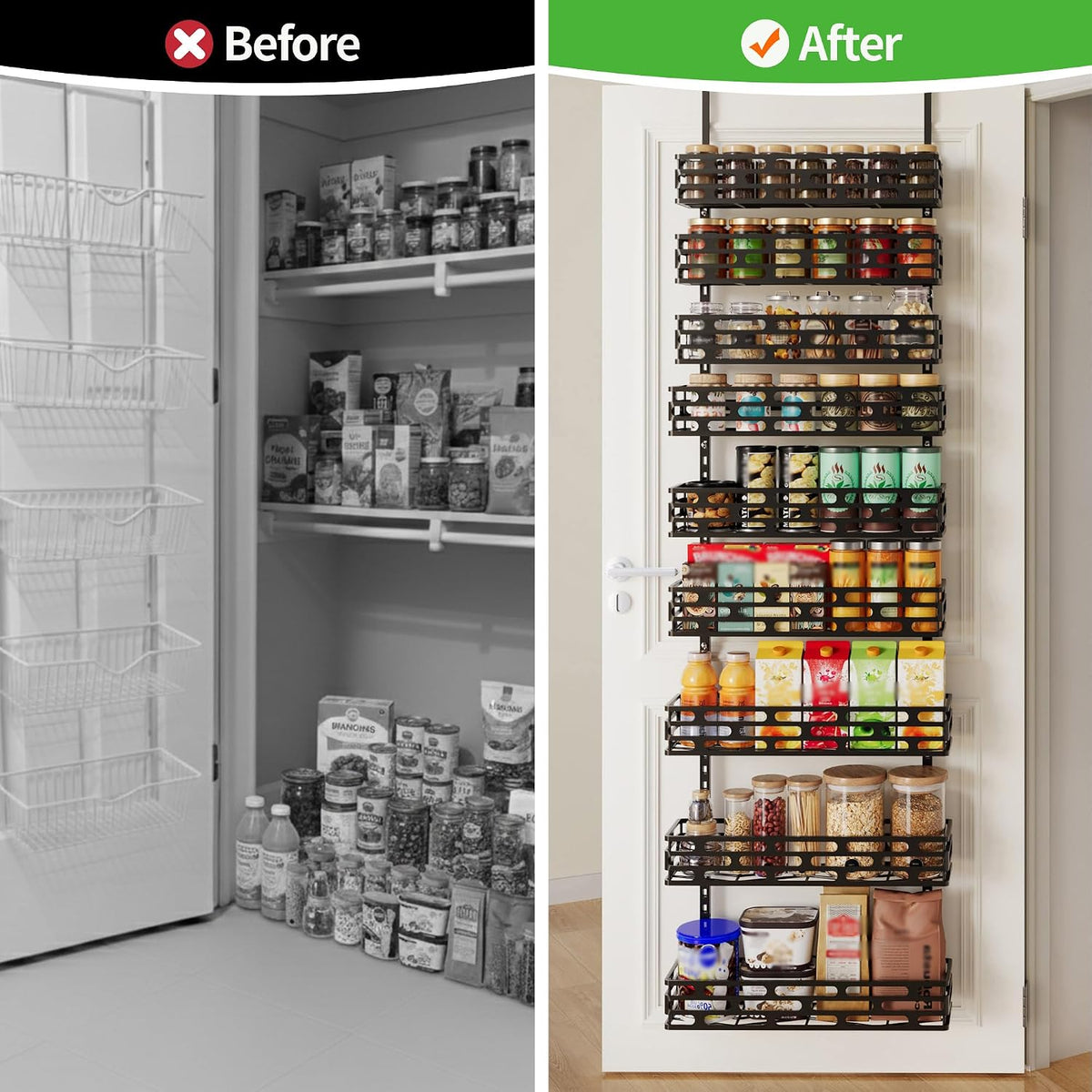 6-Tier Over Door Pantry Rack, Heavy Duty Storage Shelf for Laundry