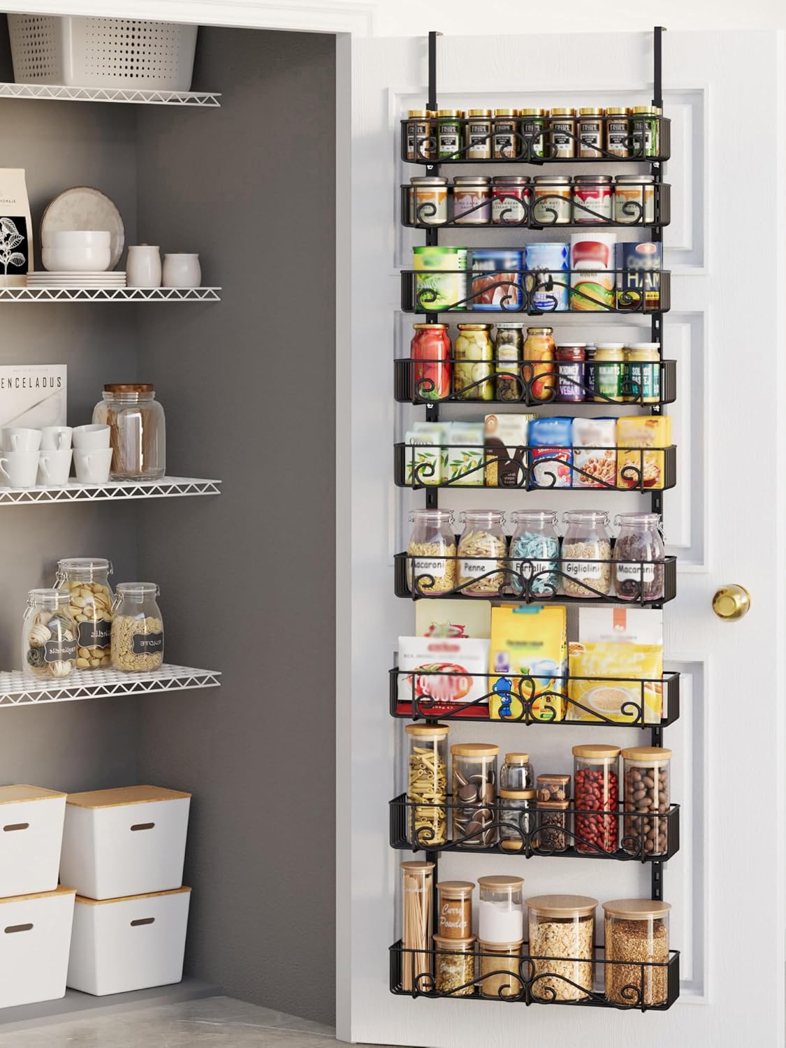 6-Tier Over Door Pantry Rack, Heavy Duty Storage Shelf for Laundry