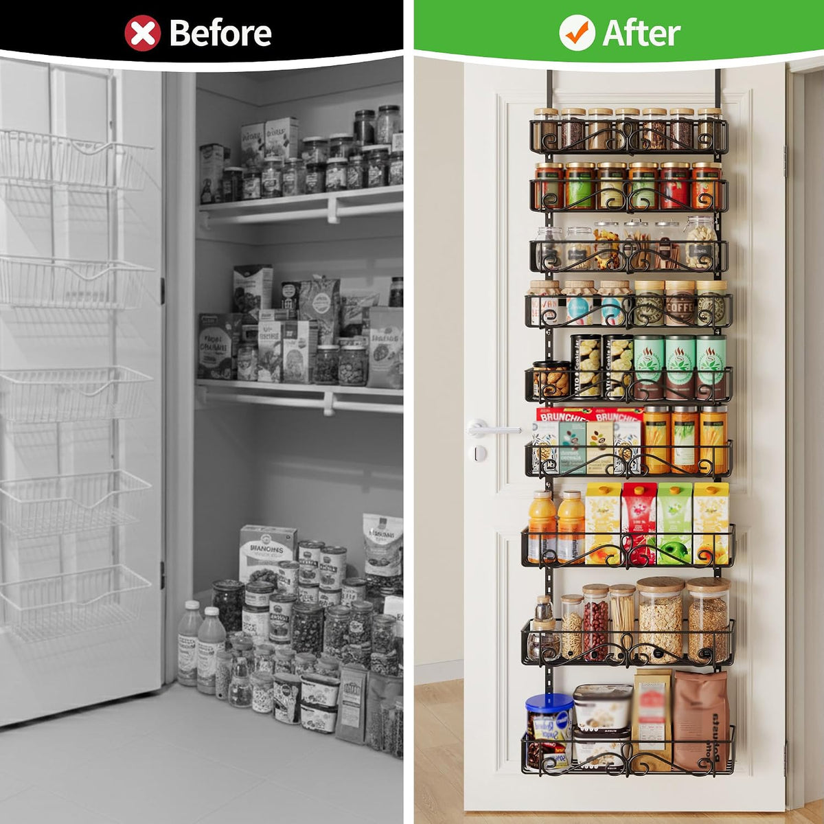6-Tier Over Door Pantry Rack, Heavy Duty Storage Shelf for Laundry