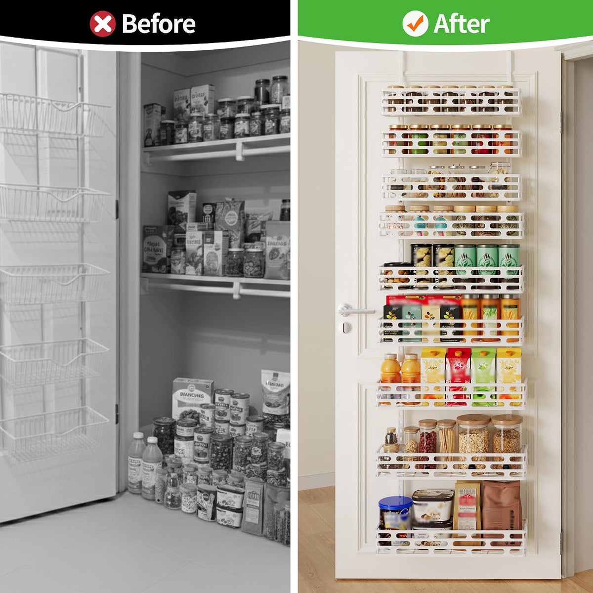 6-Tier Over Door Pantry Rack, Heavy Duty Storage Shelf for Laundry