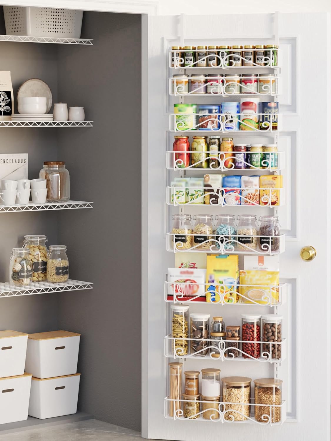 6-Tier Over Door Pantry Rack, Heavy Duty Storage Shelf for Laundry
