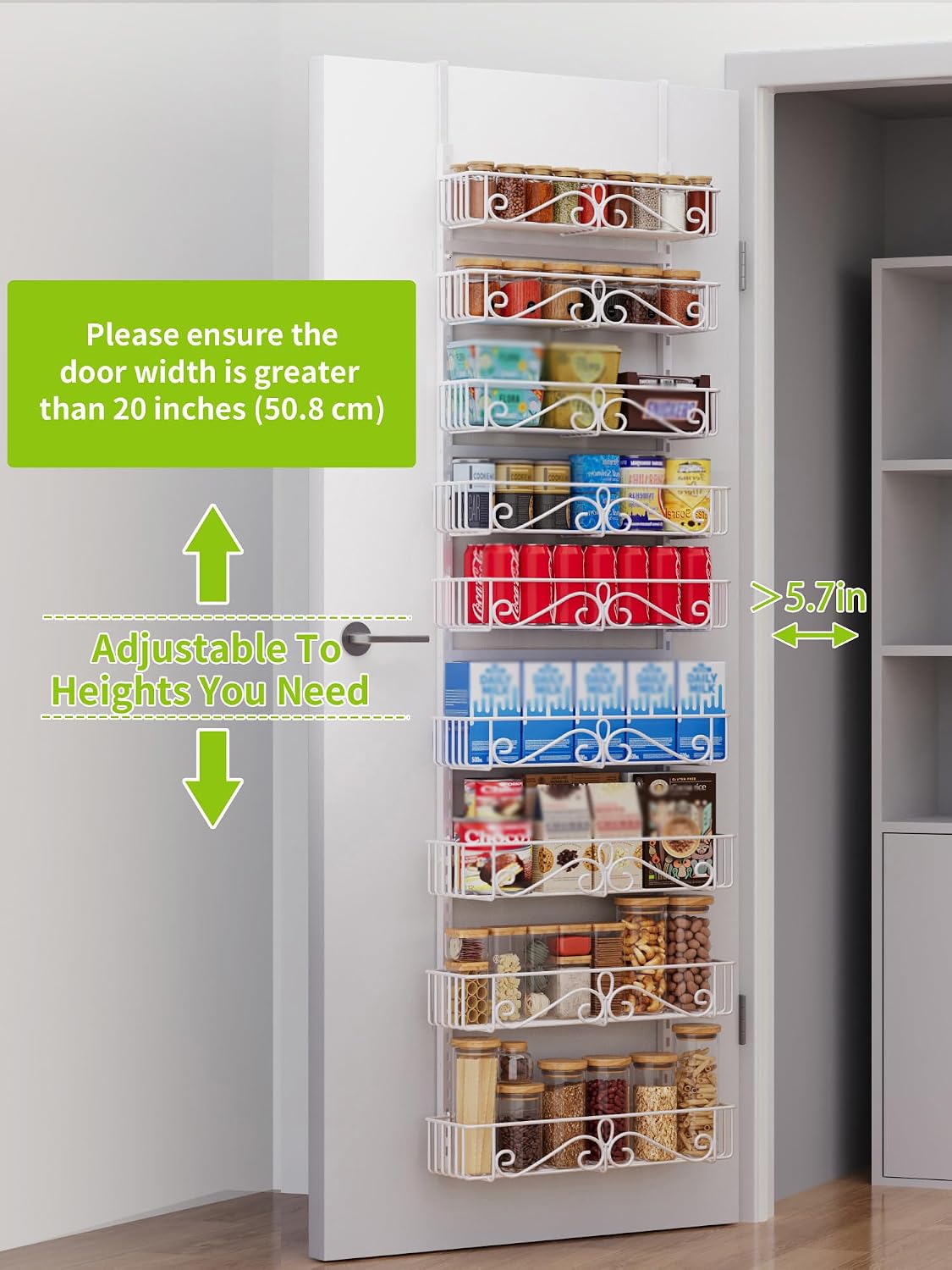 6-Tier Over Door Pantry Rack, Heavy Duty Storage Shelf for Laundry