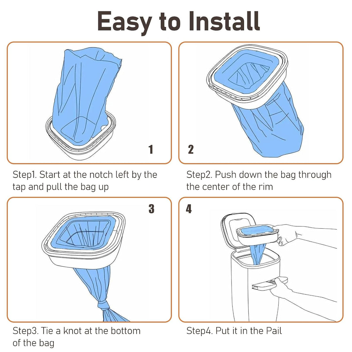 Jumbo+ Square Refills Disposal Bags Refill Compatible with Diaper Genie Compact, Classic and Select Pails, Hold Up to 1080 Newborn-Sized Diapers Per Refill, 4 Pack