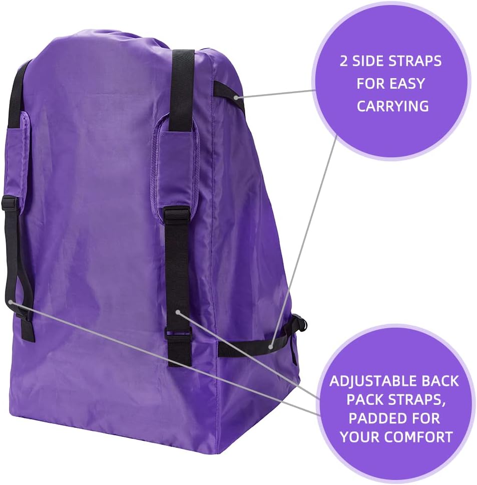 Foldable Car Seat Travel Bag, Universal Gate Check Backpack, Red