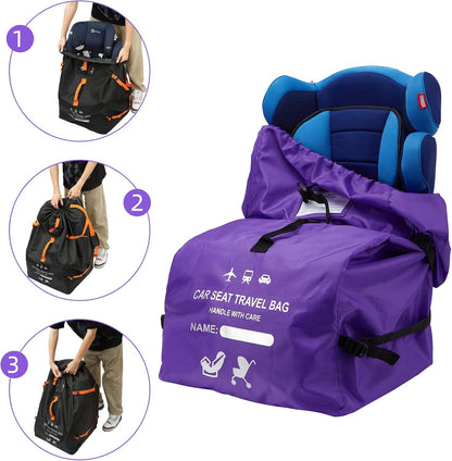 Foldable Car Seat Travel Bag, Universal Gate Check Backpack, Red