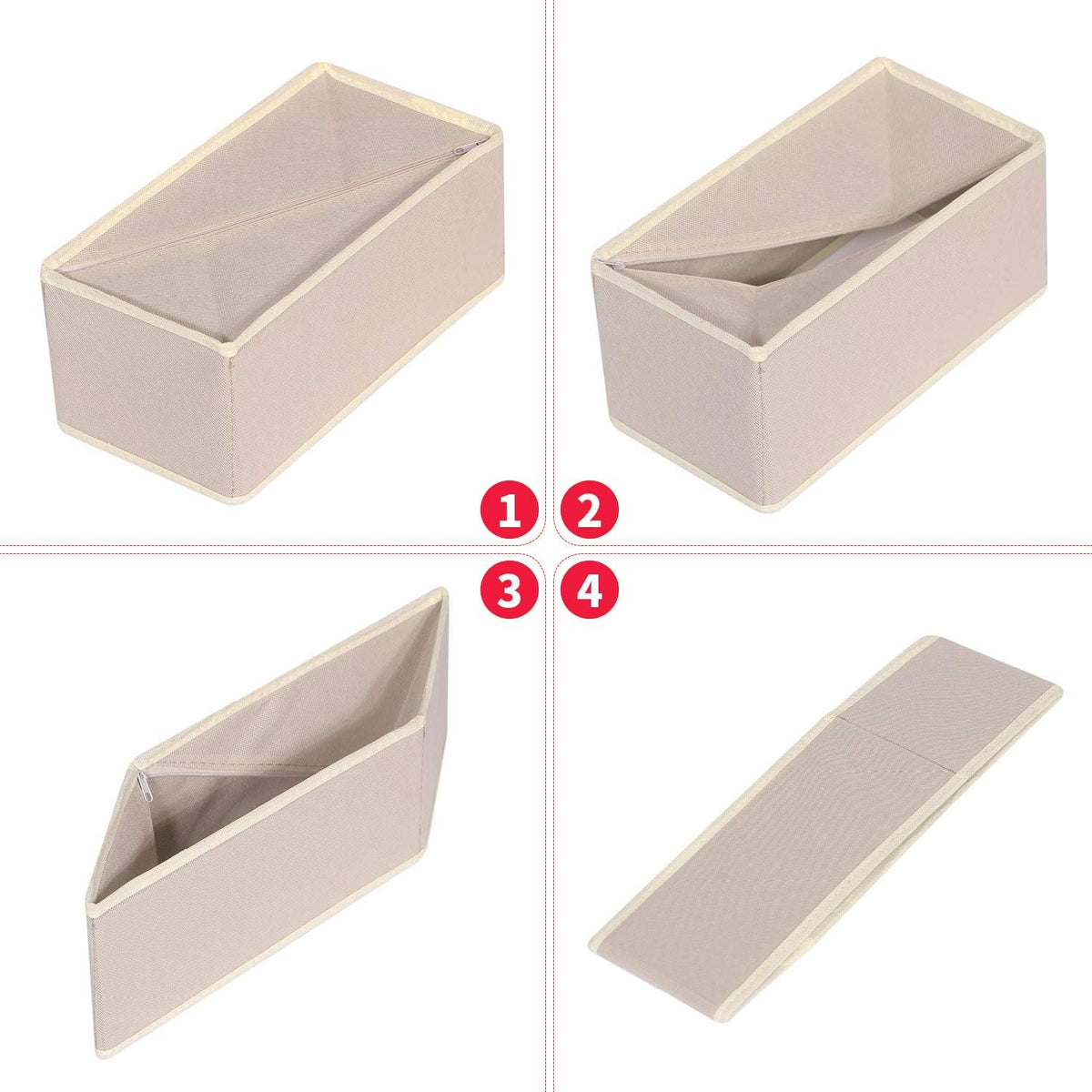 9 Pack Foldable Cloth Storage Box Closet Dresser Drawer Organizer Fabric Baskets Bins Containers Divider for Clothes Underwear Bras Socks Lingerie Clothing,Beige 090
