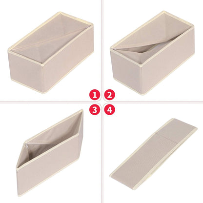 9 Pack Foldable Cloth Storage Box Closet Dresser Drawer Organizer Fabric Baskets Bins Containers Divider for Clothes Underwear Bras Socks Lingerie Clothing,Beige 090
