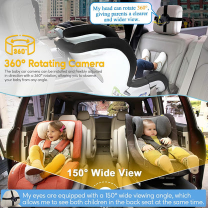 Baby Car Camera for Backseat 1080P - Plug and Play HD Crystal Night Vision